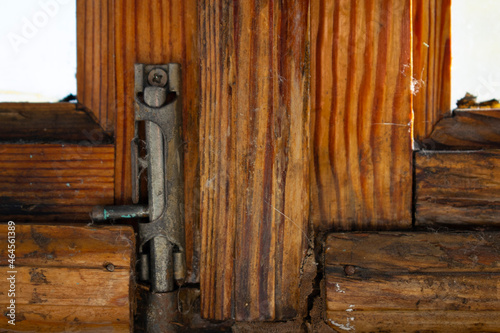 old wooden window with lock