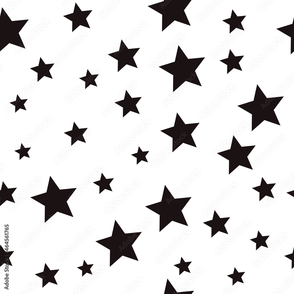 Black stars wallpaper. Vector with the most common stars, seamless pattern.