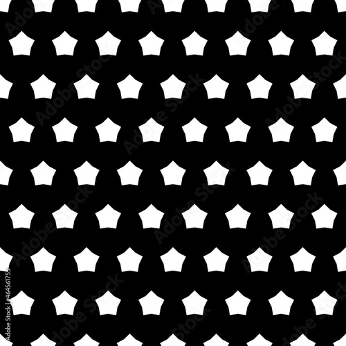 White stars and black background. Vector with the most common stars repeating in a row.