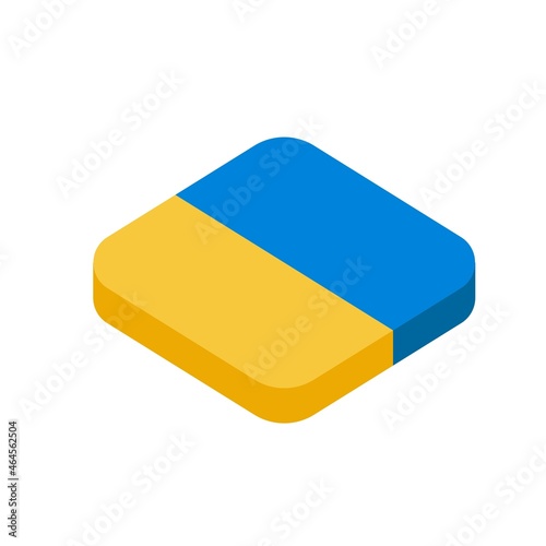 Ukraine. National flag. Vector isometric flat 3D icon.