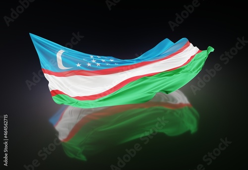 Abstract Uzbekistan Flag Illustration 3D Rendering (3D Artwork) photo