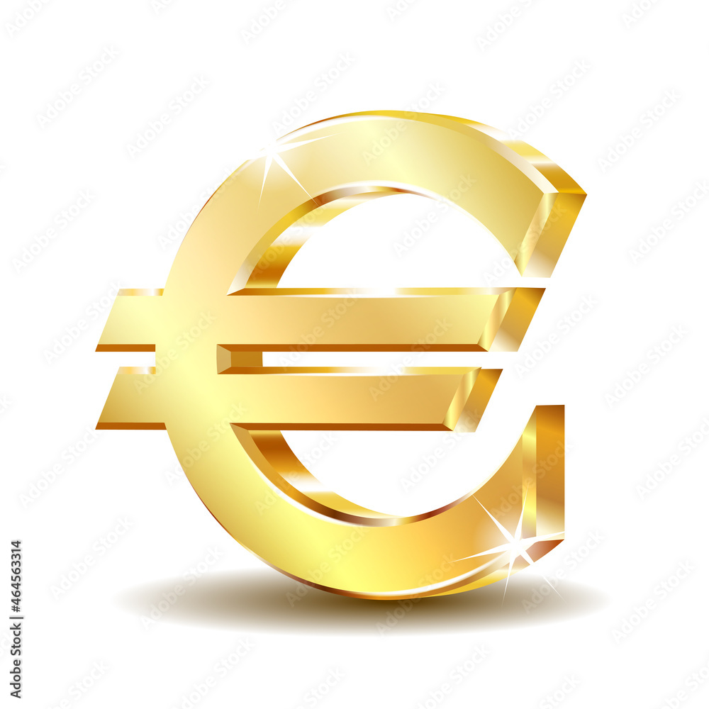 Gold sign euro currency. Vector illustration isolated on white Gold sign euro currency. Vector illustration isolated on white