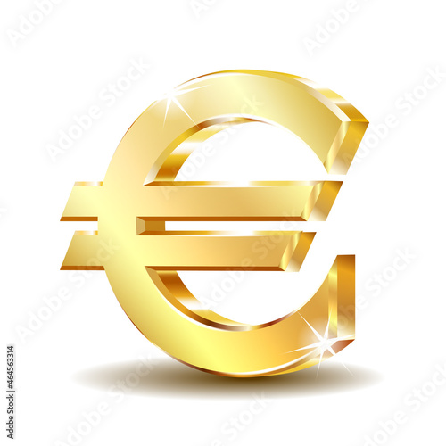 Gold sign euro currency. Vector illustration isolated on white