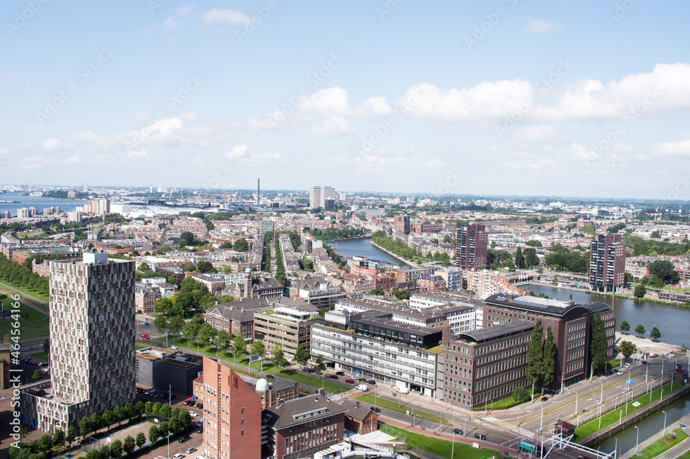 Aerial view of the Rotterdam skyline, Netherlands