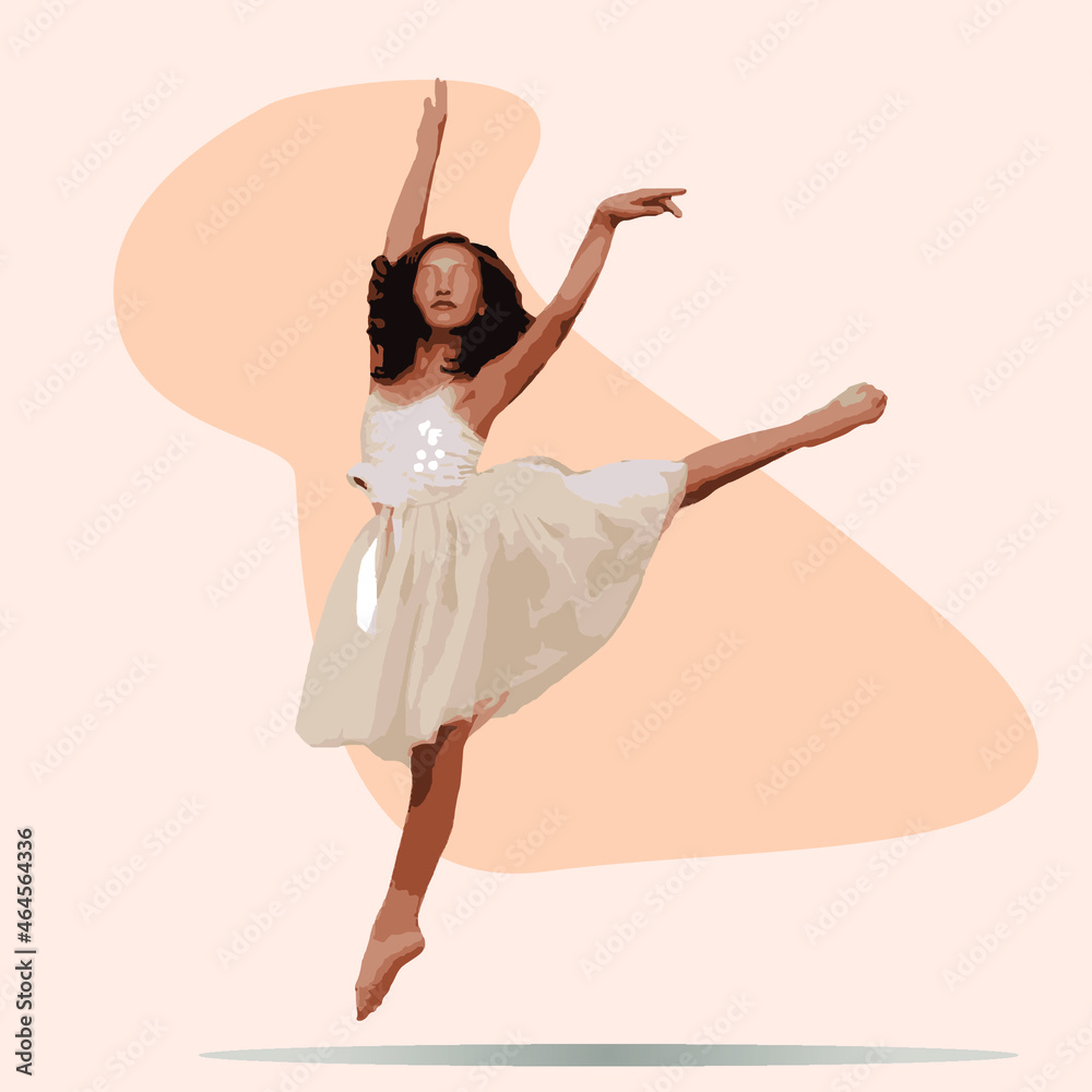 Vector elegant ballerina. Female beautiful classic theater dancer character. Ballet artist illustration Vector elegant ballerina. Female beautiful classic theater dancer character. Ballet artist illustration