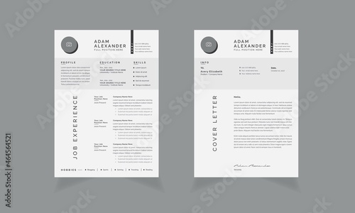 Professional and Minimalist Resume cv Layout template one-page Vector Design easy to edit	