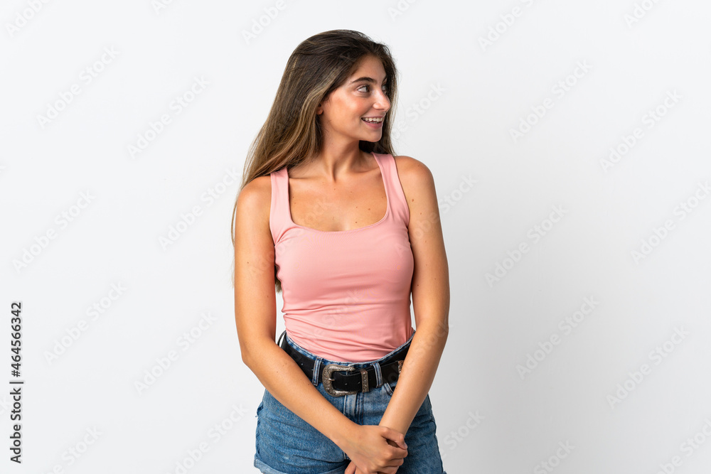 Young caucasian woman isolated on white background looking side Young caucasian woman isolated on white background looking side