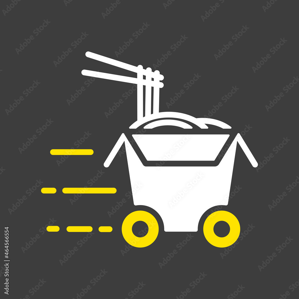 Fototapeta premium Wheeled wok box vector icon. Delivery sign