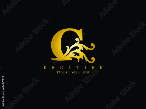 Letters of one of the early alphabets of luxury beauty flourish gold monogram logo ornament