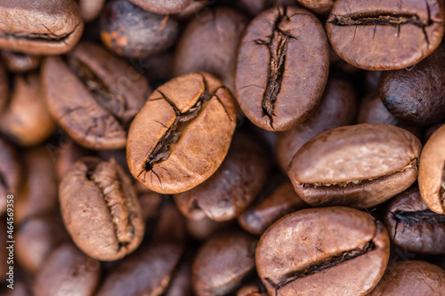 Close-up shot of aromatic Arabica coffee beans