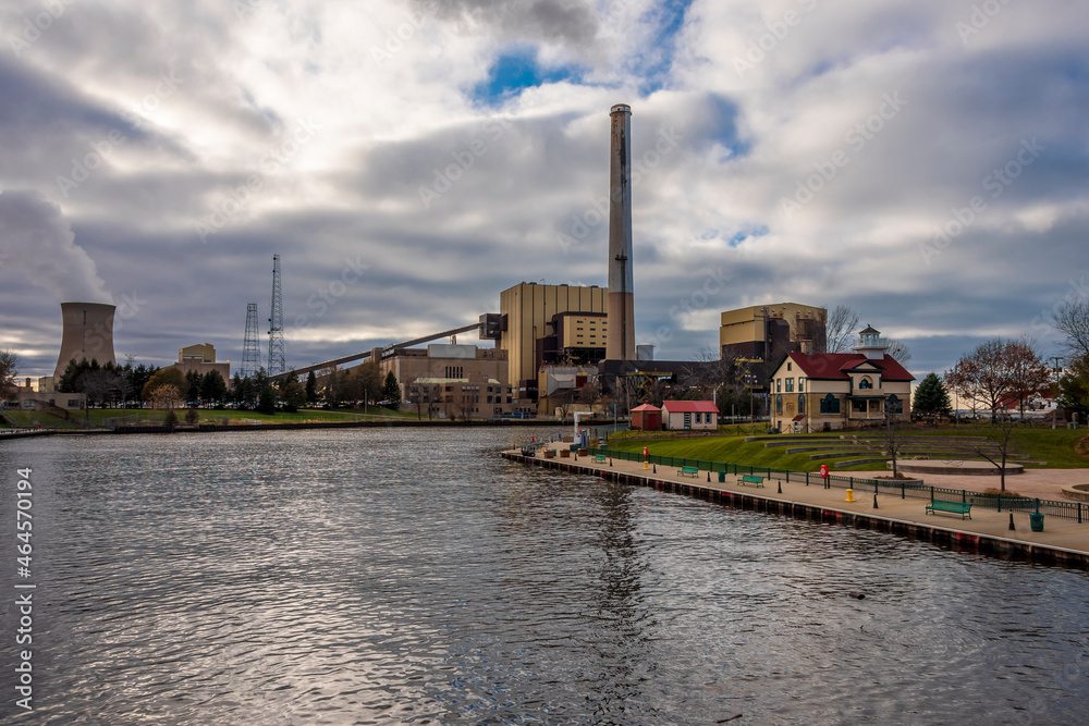 Obraz premium Old Lighthouse view in Michigan City of Indiana State