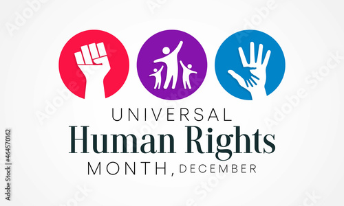 Universal Human Rights month is observed every year in December, a time for people around the world to join together and stand up for the rights and dignity of all individuals. vector illustration