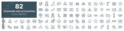 Teamwork and accounting line icons collection. Vector illustration eps10