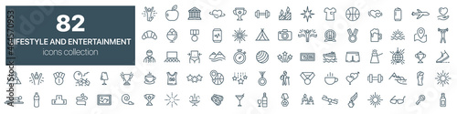Lifestyle and entertainment line icons collection. Vector illustration eps10
