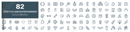 Foto Lifestyle and entertainment line icons collection