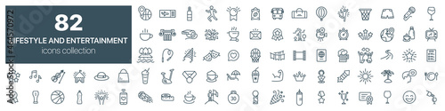 Lifestyle and entertainment line icons collection. Vector illustration eps10