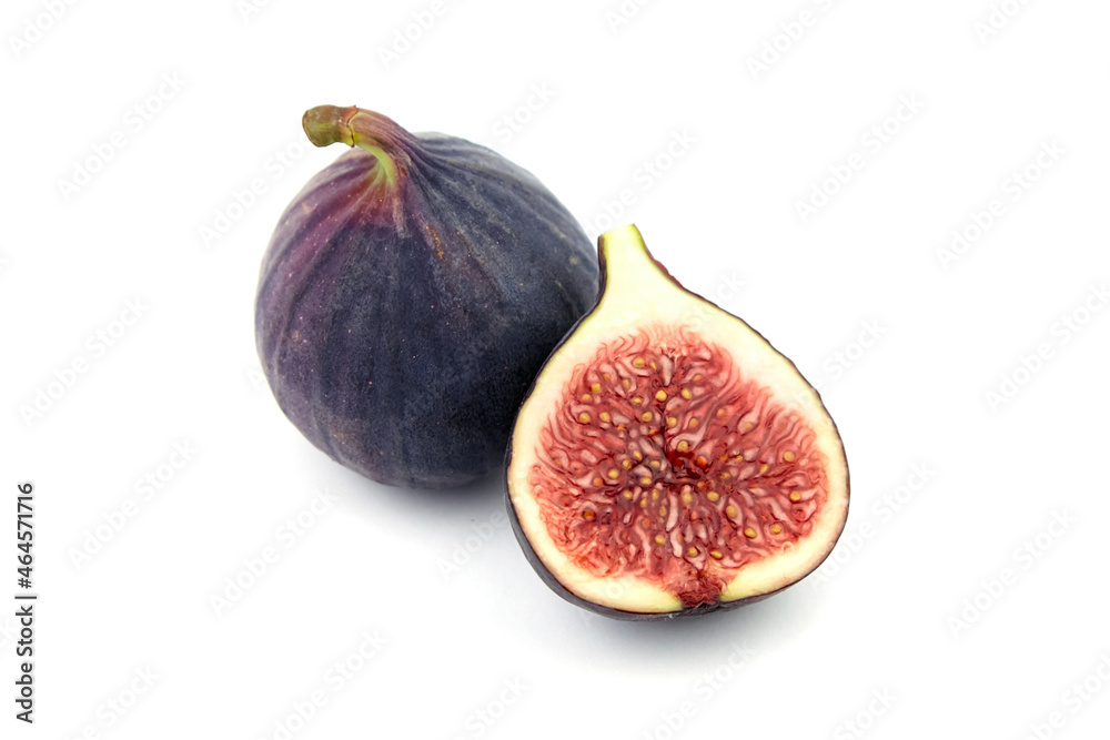 Fig fruit with ripe red half isolated on white Fig fruit with ripe red half isolated on white