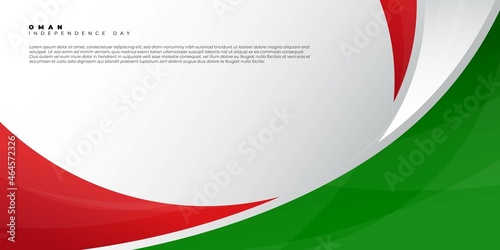Red and green abstract design on white background. Oman Independence day background design.