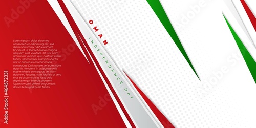 White, red and green Geometric abstract background. Oman Independence day background design.