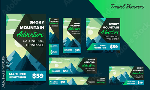 Travel Agency Mountain Tour & Holidays Web banners, Google Ad , instagram & Facebook Post & Stories