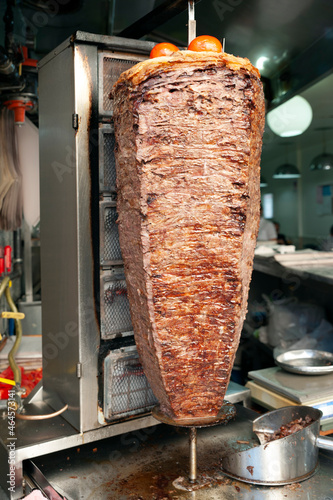 Doner kebab. Turkish doner kebab red meat stock photo