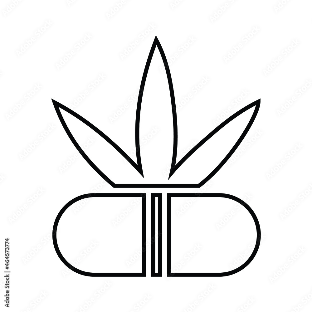 Drugs, nature outline icon. Line art vector.