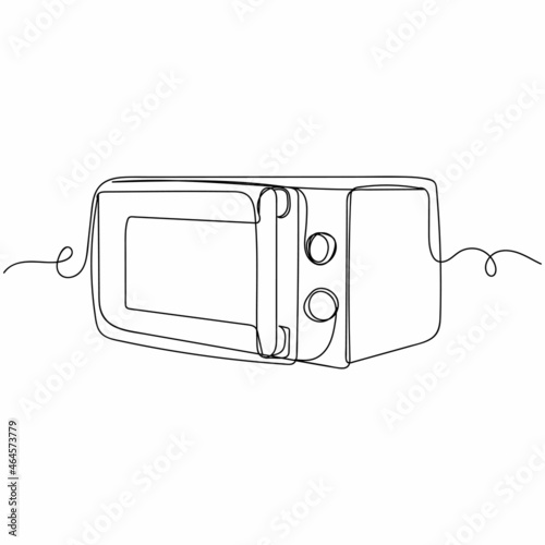 Vector continuous one single line drawing icon of microwave in silhouette on a white background. Linear stylized.