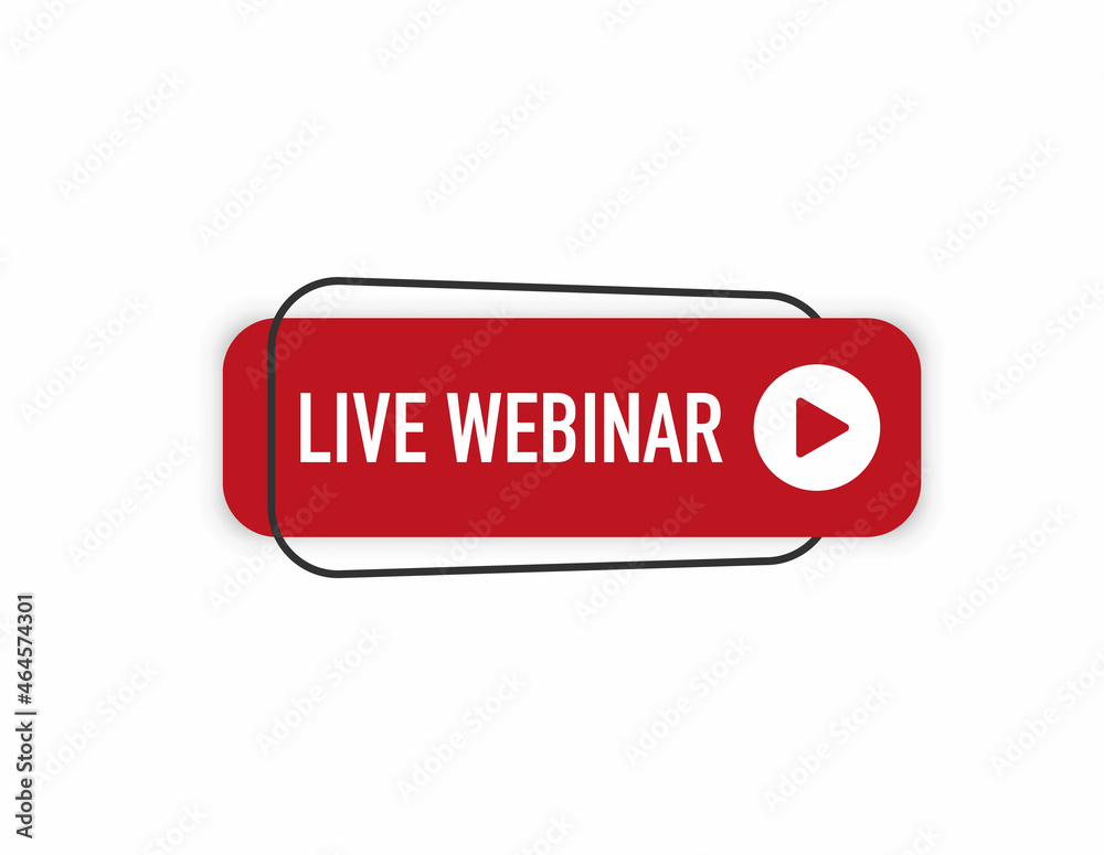 Live Webinar Button, icon, emblem. Live Webinar label. Live Webinar Button, icon, emblem. Live Webinar label.