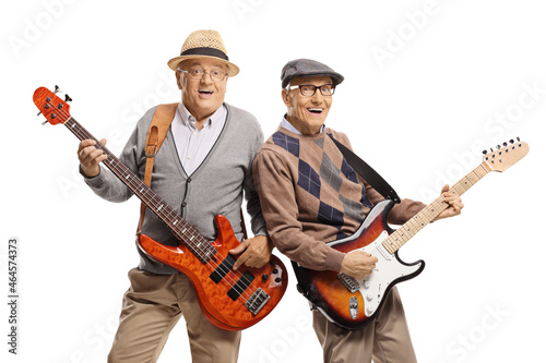 Happy senior men playing electric guitars © Ljupco Smokovski