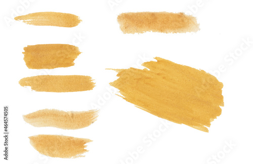 Golden watercolor vector brush set. vector grunge hand-made brush for background.  