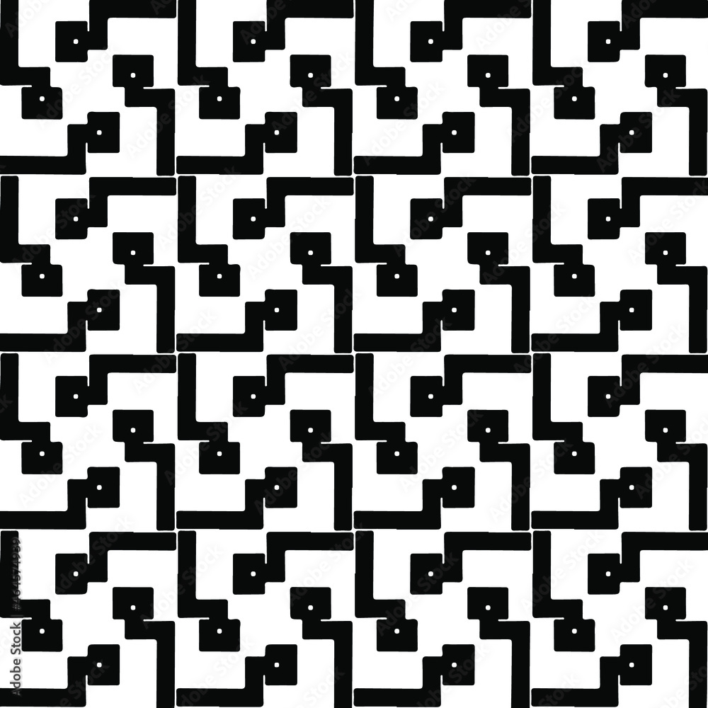 Seamless vector pattern in geometric ornamental style. Black  pattern.
