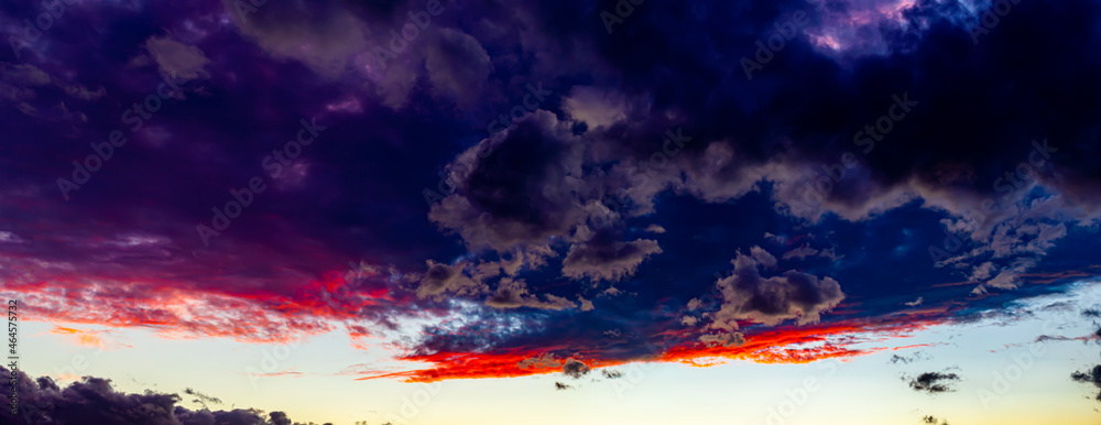 deep blue cloudy threatening sky panorama