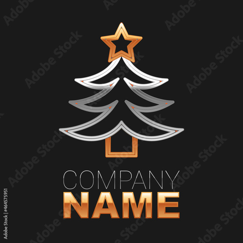 Line Christmas tree icon isolated on black background. Merry Christmas and Happy New Year. Colorful outline concept. Vector