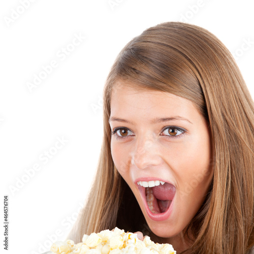 Enjoying popcorn