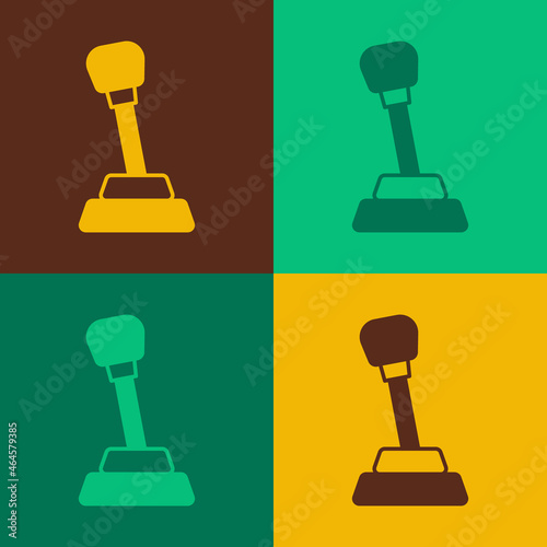Pop art Gear shifter icon isolated on color background. Manual transmission icon. Vector