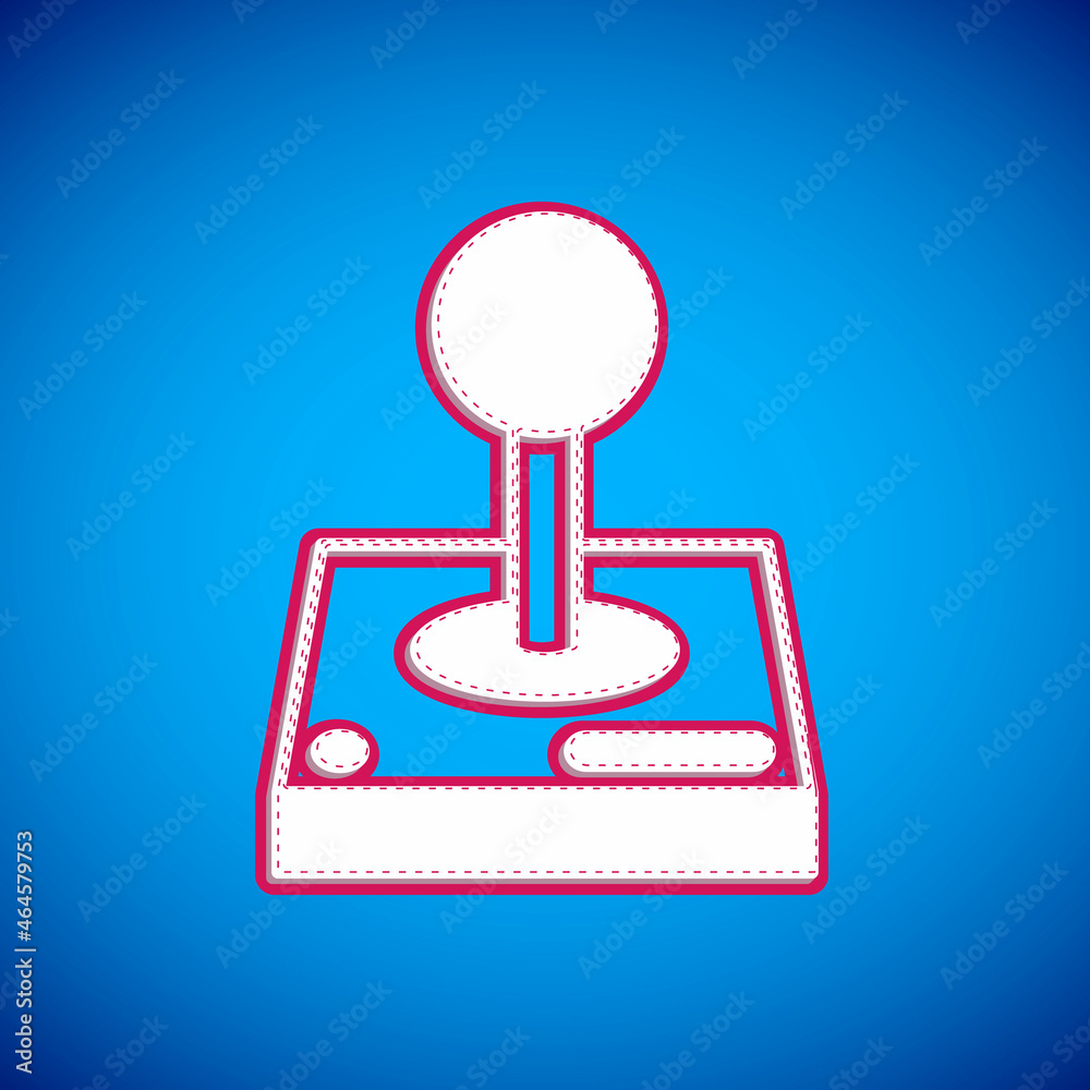 White Joystick for arcade machine icon isolated on blue background. Joystick gamepad. Vector White Joystick for arcade machine icon isolated on blue background. Joystick gamepad. Vector