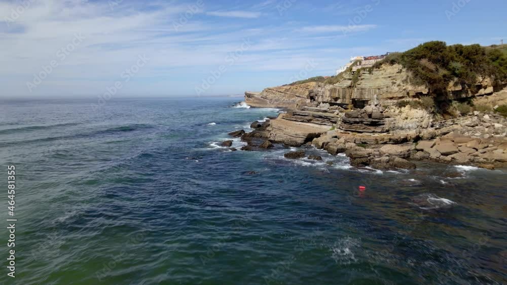 Portugal, rocky shore, summer, waves, ocean, aerial drone footage Portugal, rocky shore, summer, waves, ocean, aerial drone footage