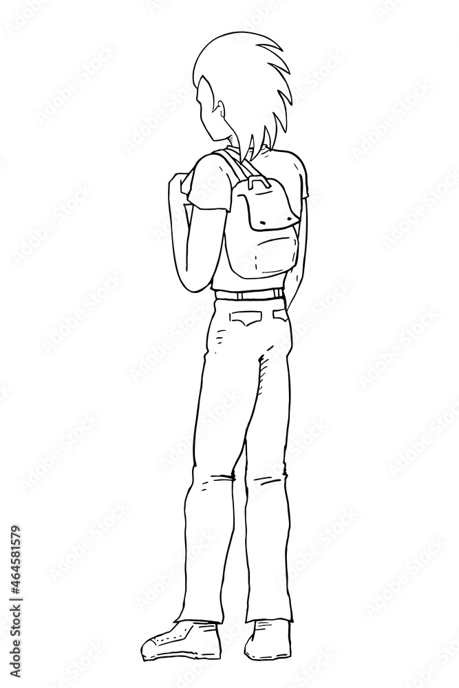 Student with bag draw to coloring