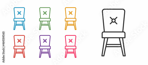 Set line Chair icon isolated on white background. Set icons colorful. Vector
