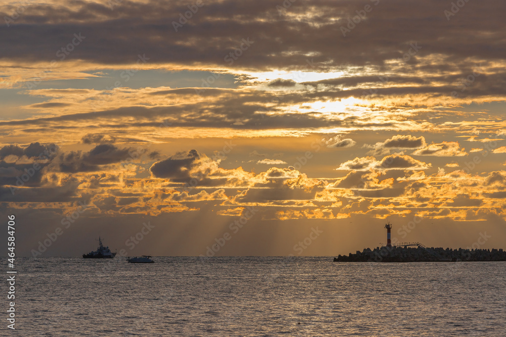 Sunrise on Black Sea in Sochi