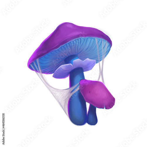 Mushrooms on a white background. Alice in wonderland illustration.