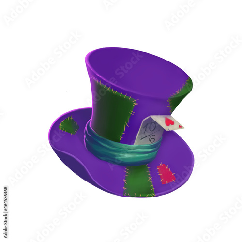 Mad Hatter's cylindrical hat illustration isolated on white background