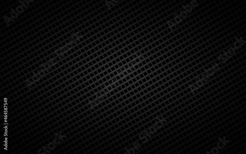 Dark abstract perforated square background. Black mosaic look. Modern geometric vector texture. Simple metallic illustration