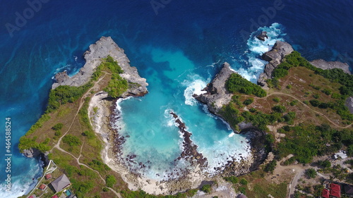 drone view from the top Blue lagoon nature ocean waves blues colors exotic relax travel vacations summer explore Bali Nusa Penida Island Indonesia  © Guilherme Camargo