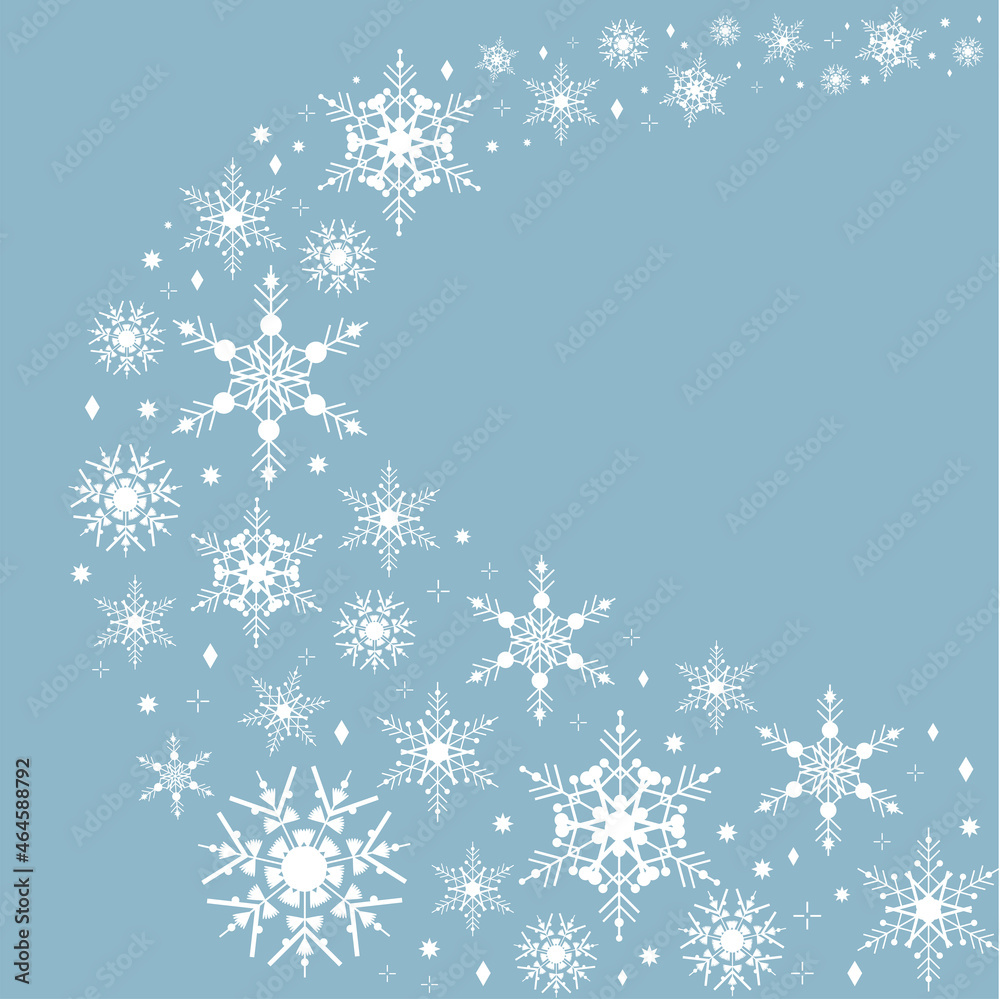 Winter blue sky with falling snow. Snowflake background for Merry Christmas and Happy New Year. Elegant geometric vector illustration. Winter blue sky with falling snow. Snowflake background for Merry Christmas and Happy New Year. Elegant geometric vector illustration.