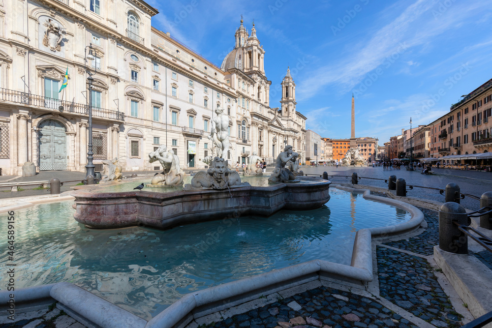 Navona square in Rome with blu sky