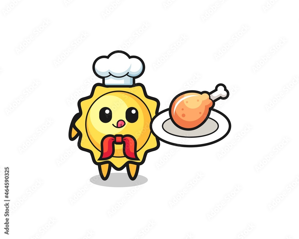sun fried chicken chef cartoon character sun fried chicken chef cartoon character