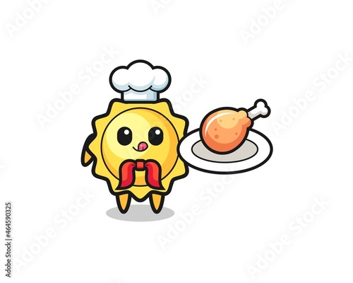 sun fried chicken chef cartoon character