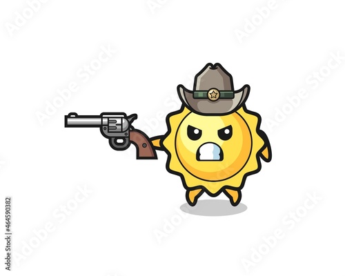 the sun cowboy shooting with a gun