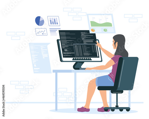 female developer working